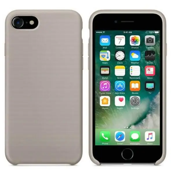 Роскошный Идеальный силиконовый чехол с логотипом для Apple iPhone 7 8 Plus, задняя крышка для iPhone X Xs 11 Pro Max XR 5S SE 6 6S Plus - Цвет: Stone