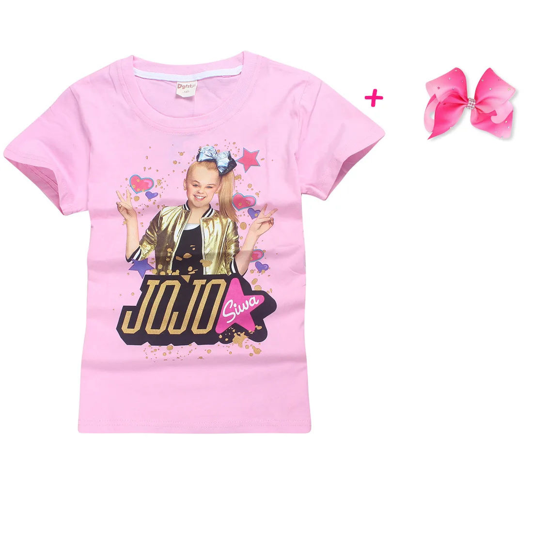 Children Summer t shirt girls boys Clothes jojo siwa Clothing Short Sleeve T-shirt Kids Cartoon Cotton Tshirt Tops Tees gray