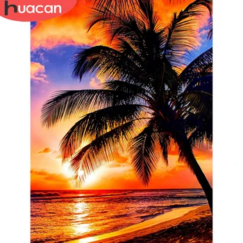 

HUACAN 5D Diamond Painting Sunset Scenery Sale Diamond Embroidery Cross Stitch Coconut Tree Mosaic New Arrival Home Decor