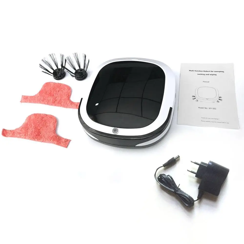 Пылесос для пола, автоматический умный робот, пылесос для пола, перезаряжаемый, беспроводной, сухой, влажный, подметальная швабра, уборочная машина для пыли, домашняя - Цвет: black