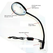 Magnifying Glass Lamp 2 in 1 Lighted Magnifier Lamp 5X 8X 10X Optional Adjustable LED Light Hands-free Loupe Flexible Arm