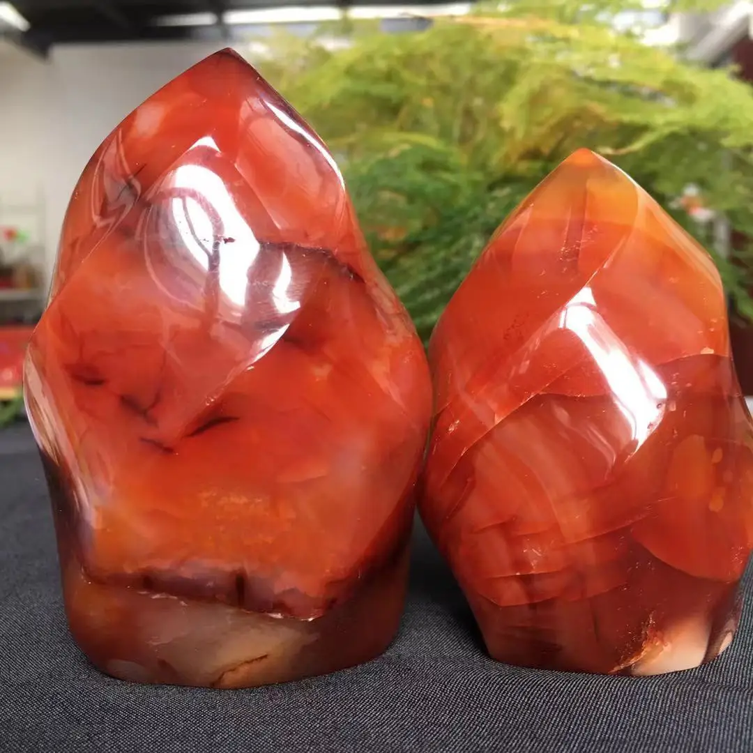 

Red agate crystal flame natural Carnelian quartz torch gemstone free form crystals healing Reiki home decor