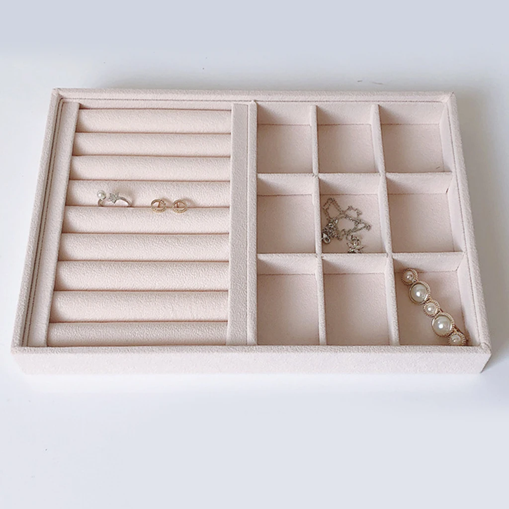 Velvet Earring Ring Jewelry Display Storage Box Tray Organizer Holder Showcase