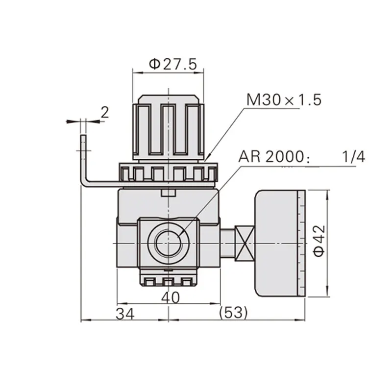 AR2000 G1/" компрессор РЕГУЛЯТОР обработки единиц клапан с манометром установки пневматический мини давление сброса управления