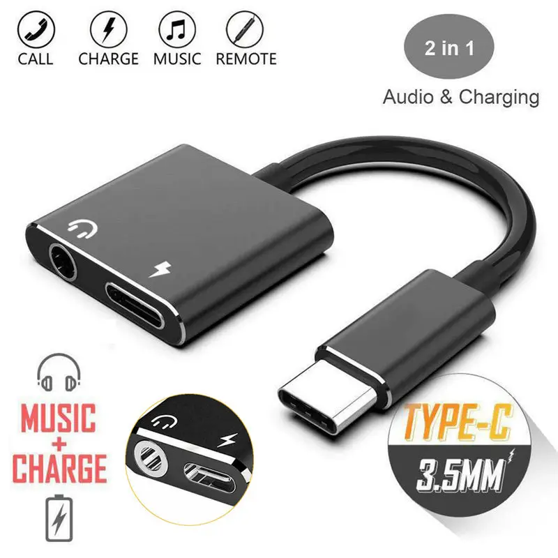 2 в 1 type-C-type C 3,5 мм наушники Aux Jack аудио адаптер usb кабель для зарядки для Letv Le Xiaomi huawei Медиа Pad M5