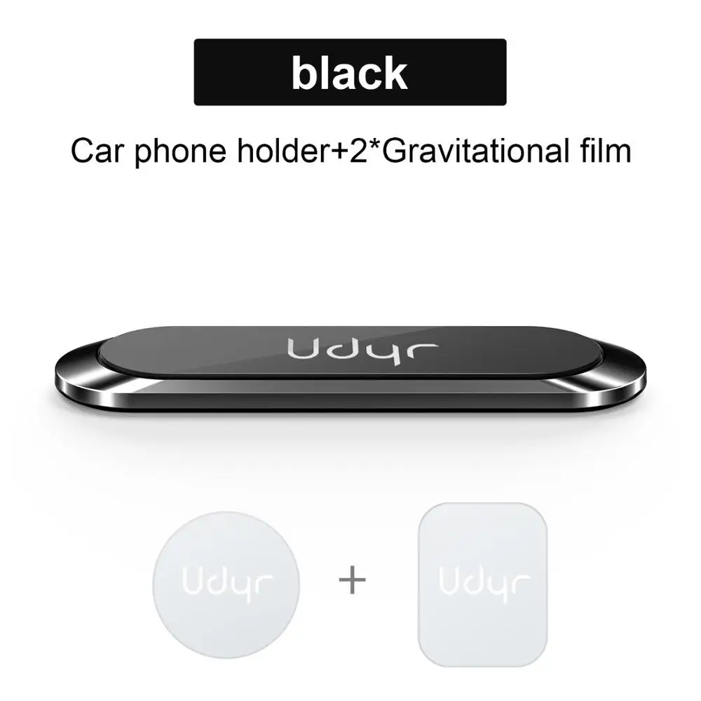 Black Udyr мини полоса форма Магнитная автомобильная подставка для телефона для iPhone 11 samsung 10 Xiaomi настенный металлический магнит gps автомобильное крепление приборная панель - Цвет: Black