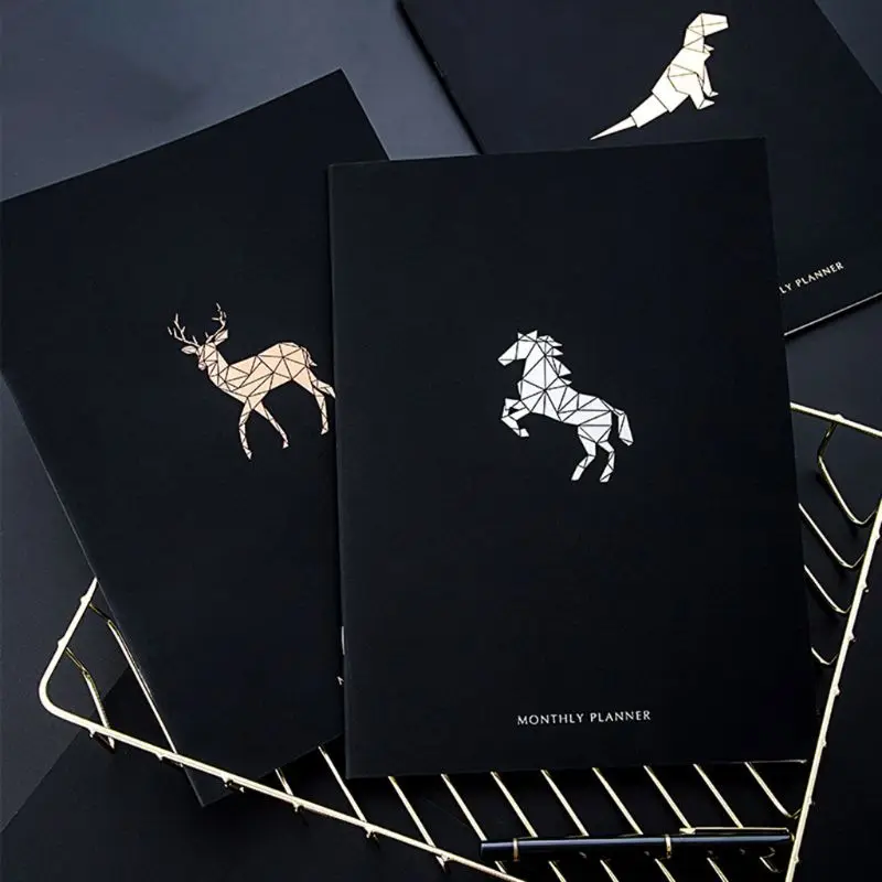 Записная книжка, ежедневник, органайзер, А4, дневник, еженедельный, ежемесячный, Kawaii, ручная книга, черная, назад, руководство для путешествий, C26