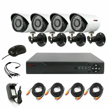 

Anspo Home Security Cameras System Video Surveillance Kit CCTV 4CH 720P 4PCS Outdoor AHD Security Camera System