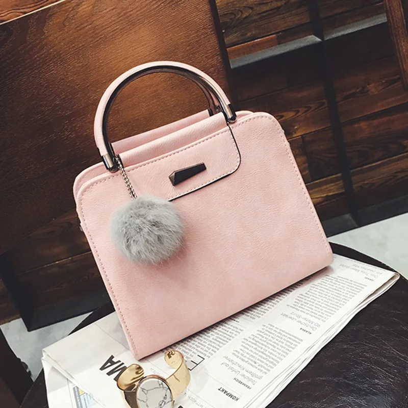 SHUJIN Women Fashion Handle Satchel PU Leather Handbags Purse 2020 New Ladies Small Square Bag Shoulder Bag With Hairball SHUJIN Women Fashion Handle Satchel PU Leather Handbags Purse 2020 New Ladies Small Square Bag Shoulder Bag With Hairball