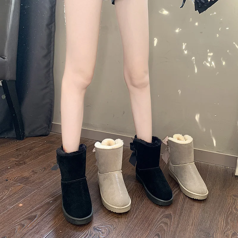 Bootee/ г.; женские кожаные ботинки; женские ботинки; зимние ботинки на плоской подошве со шнуровкой на низком каблуке; австралийские ботинки с круглым носком на резиновой подошве средней высоты