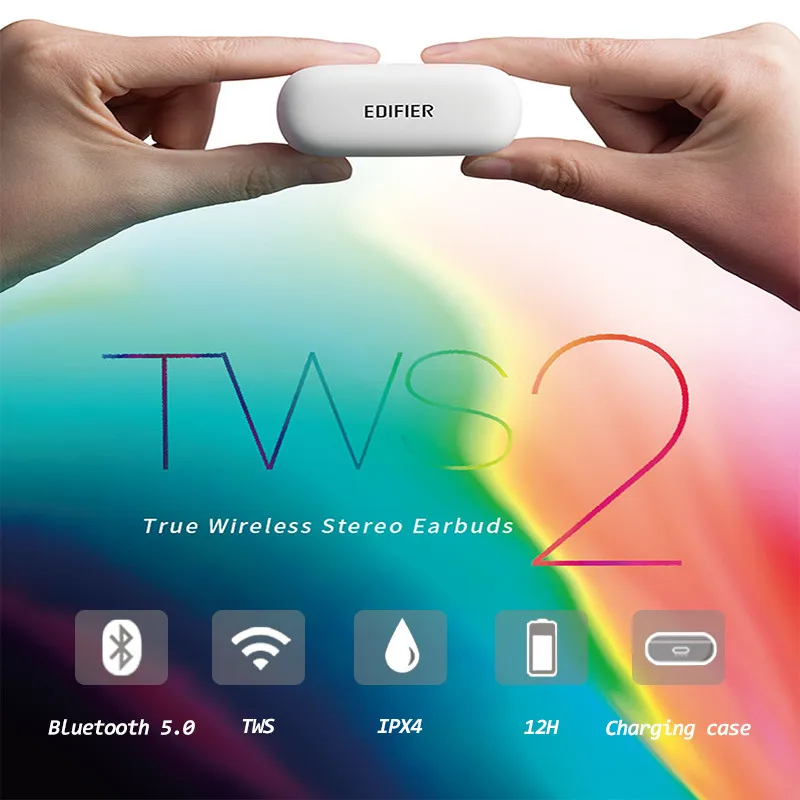 EDIFIER TWS2 настоящие беспроводные наушники Bluetooth 5,0 HD стерео наушники 12 часов воспроизведения IPX4 спортивные наушники для xiaomi huawei IOS
