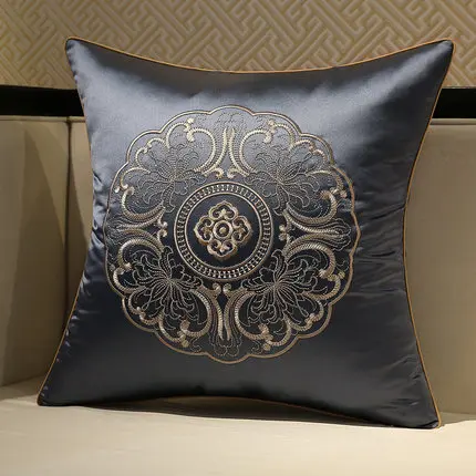 B DUNXDECO Cushion Cover Decorative Pillow Case Modern Simple Chinese Style Flora Circle Embroidery Coussin Sofa Bedding Decorate - Цвет: B