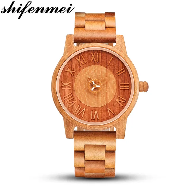 Shifenmei Watch Fashion Quartz Ladies Wooden Watch Casual Lover Wood Watches Women Men Top Brand Luxury Couple Clock Roman Num - men