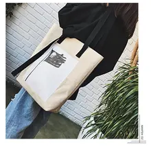 Новая стильная Корейская Студенческая Экологически чистая сумка простая сумка для покупок с принтом Большая вместительная Женская Холщовая Сумка