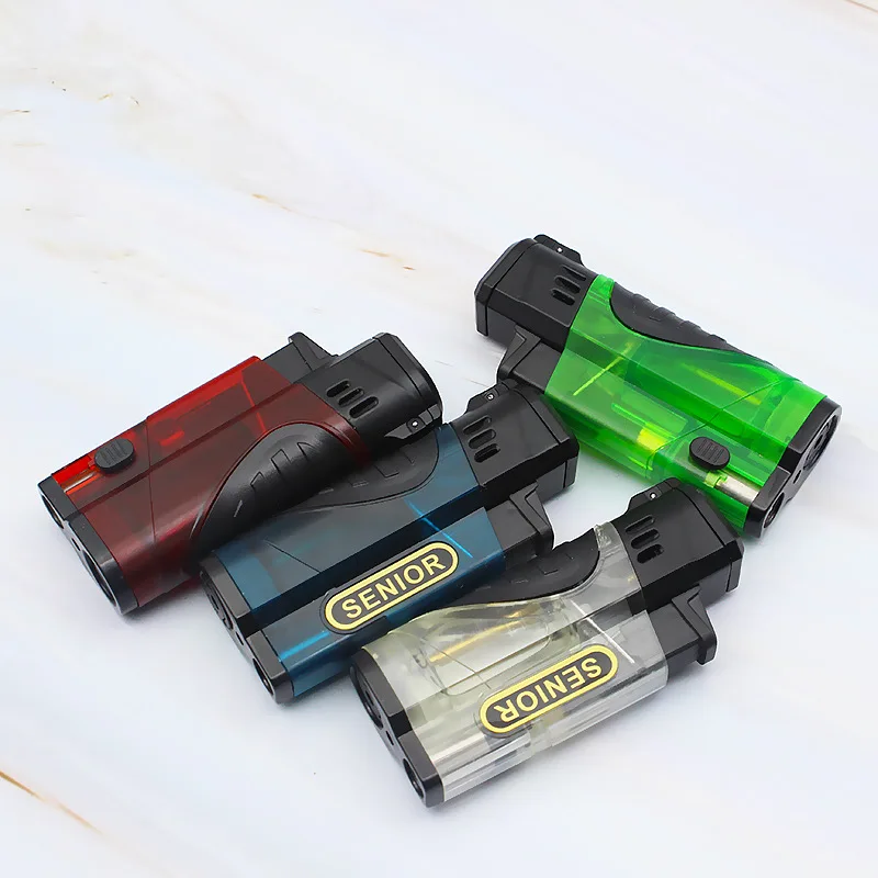 

Gas Lighter Visible Gas Cigar Cigarettes Lighter Gadgets For Men Electronic Four Turbo Torch Lighters Smoking Accessories