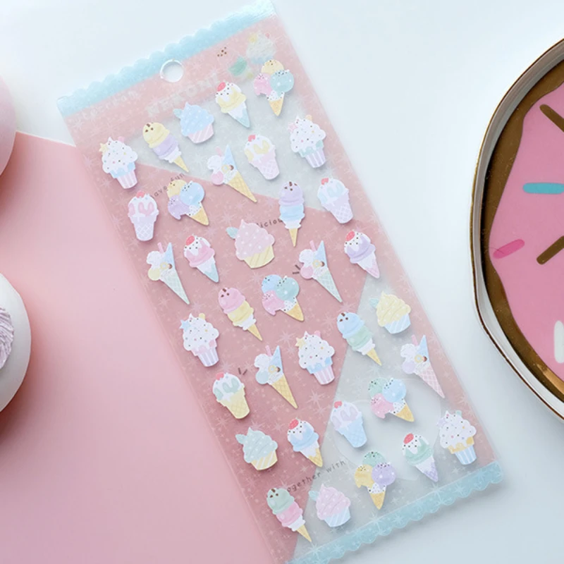 Nekoni Cute Cake Snack Stickers Macaron Color Shinning Paper Sticker for Scrapbooking Diary Card Journal Decoration DIY Craft