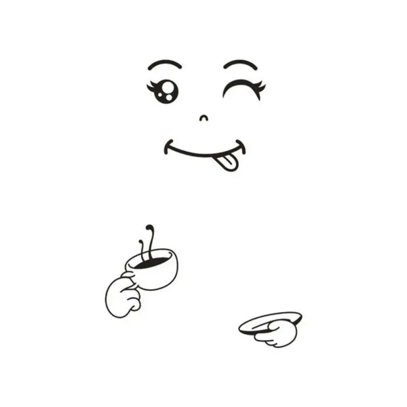 Наклейка с милым лицом для кухни, холодильника, Счастливый смайлик, наклейка, вечерние, для офиса, украшение, домашний декор, наклейка на стену s - Цвет: Coffee cup