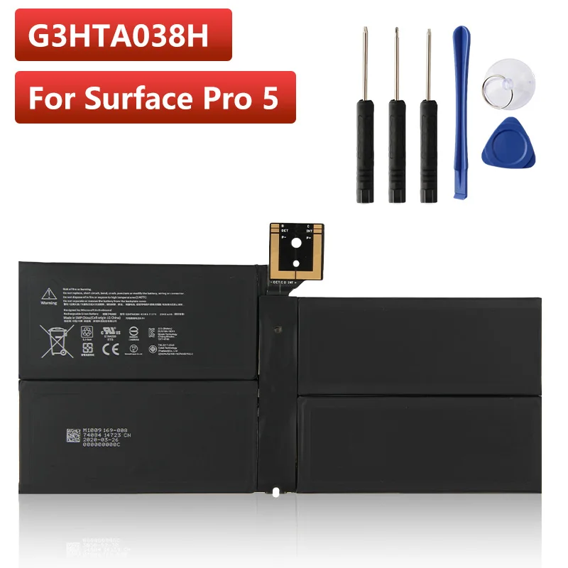 

Original Replacement Tablet Battery G3HTA038H For Microsoft Surface Pro 5 Pro5 DYNM02 5940mAh with Tools
