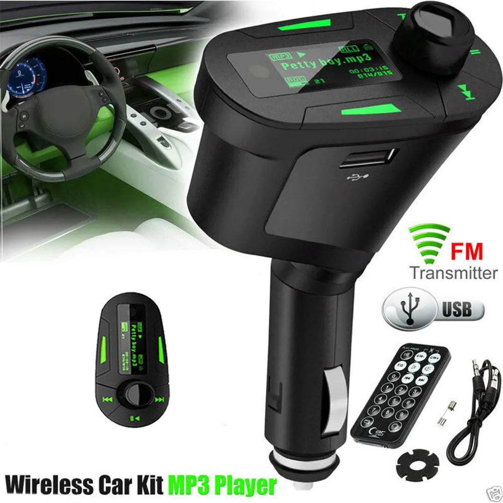 1 шт. автомобильный fm-передатчик Aux-In SD/MMC/USB модулятор пульт дистанционного управления 12 в автомобильный комплект MP3-плеер зеленый ЖК-экран