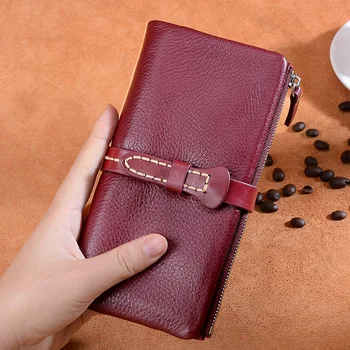 

Large-Volume Pull-belt Leather Wallet Women's Long New Style Retro Women's Cool Clutch Cowhide Zipper Wallet
