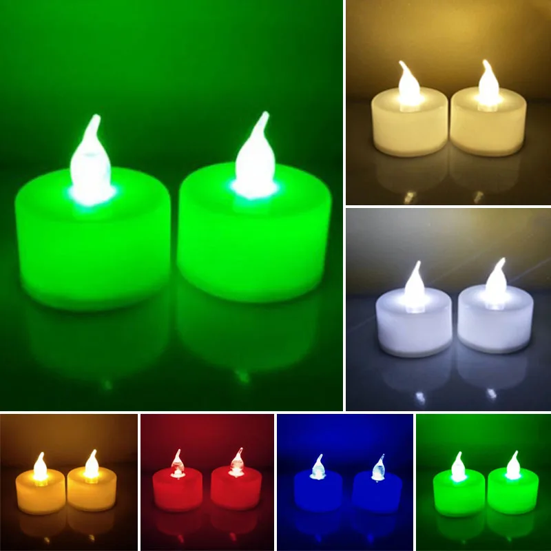 12pcs Flameless Led Tealight Tea Candles Wedding Party Light Colorful Lamp Decor