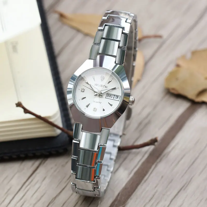 Wlisth мужские часы в деловом стиле для пары, светящиеся часы с календарем, водонепроницаемые часы со стальным ремешком, чехол из сплава, кварцевые женские часы - Color: White