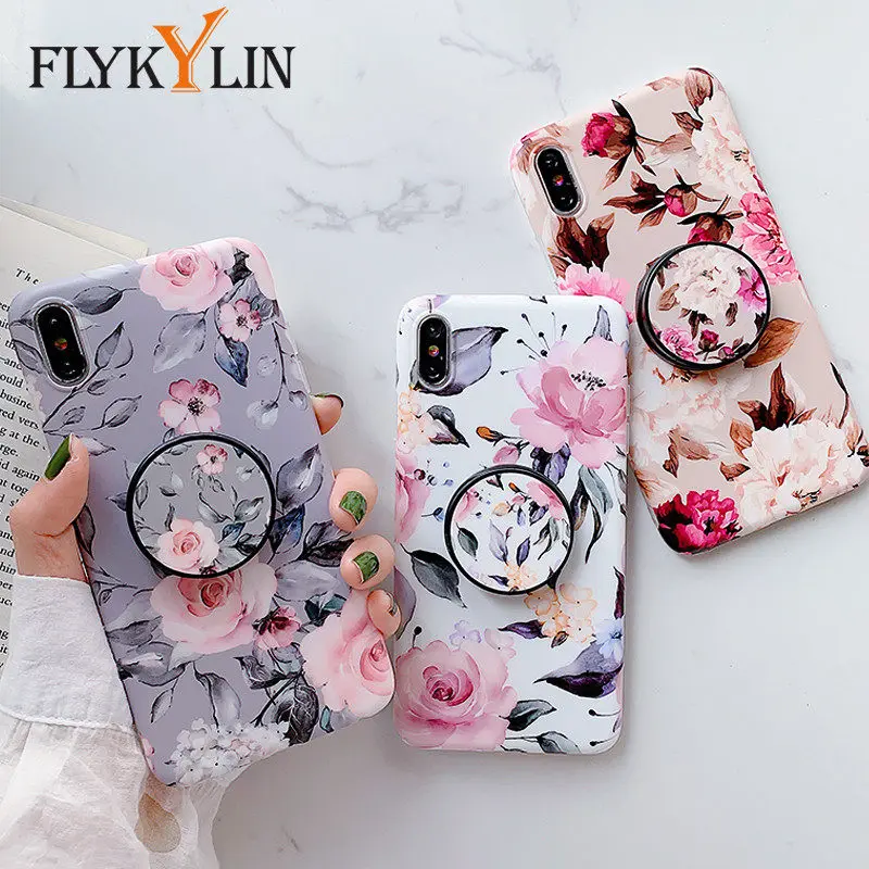 FLYKYLIN-Art-Floral-Case-For-iphone-6S-6-7-8-Plus-Cover-For-iphone-X-XS