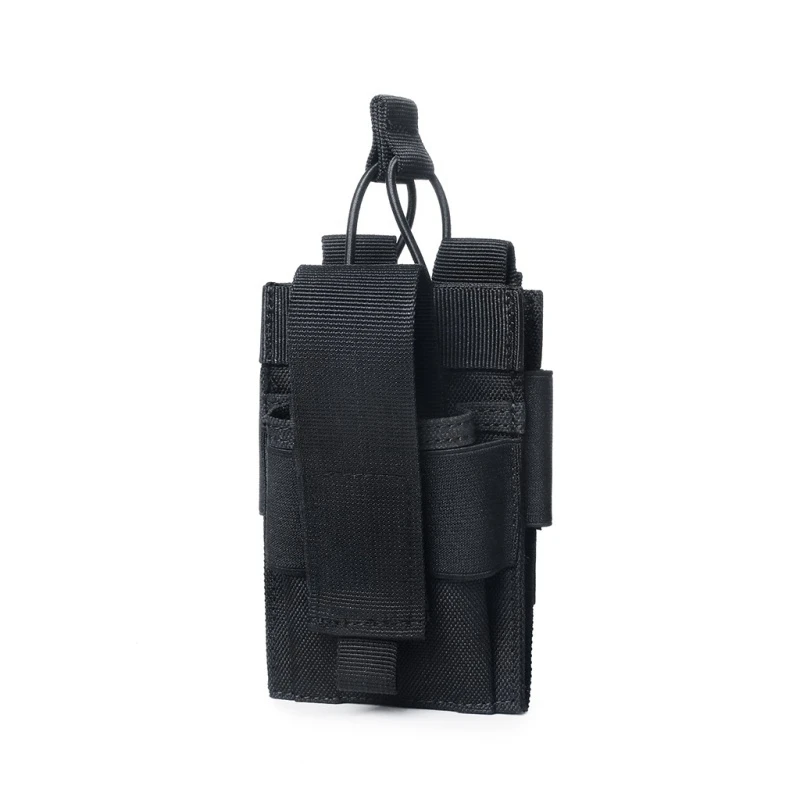 Portable durable outdoor hunting walkie Double layer pouch case 1000D nylon carry pouch multipurpose radio holder holster - Цвет: Черный цвет