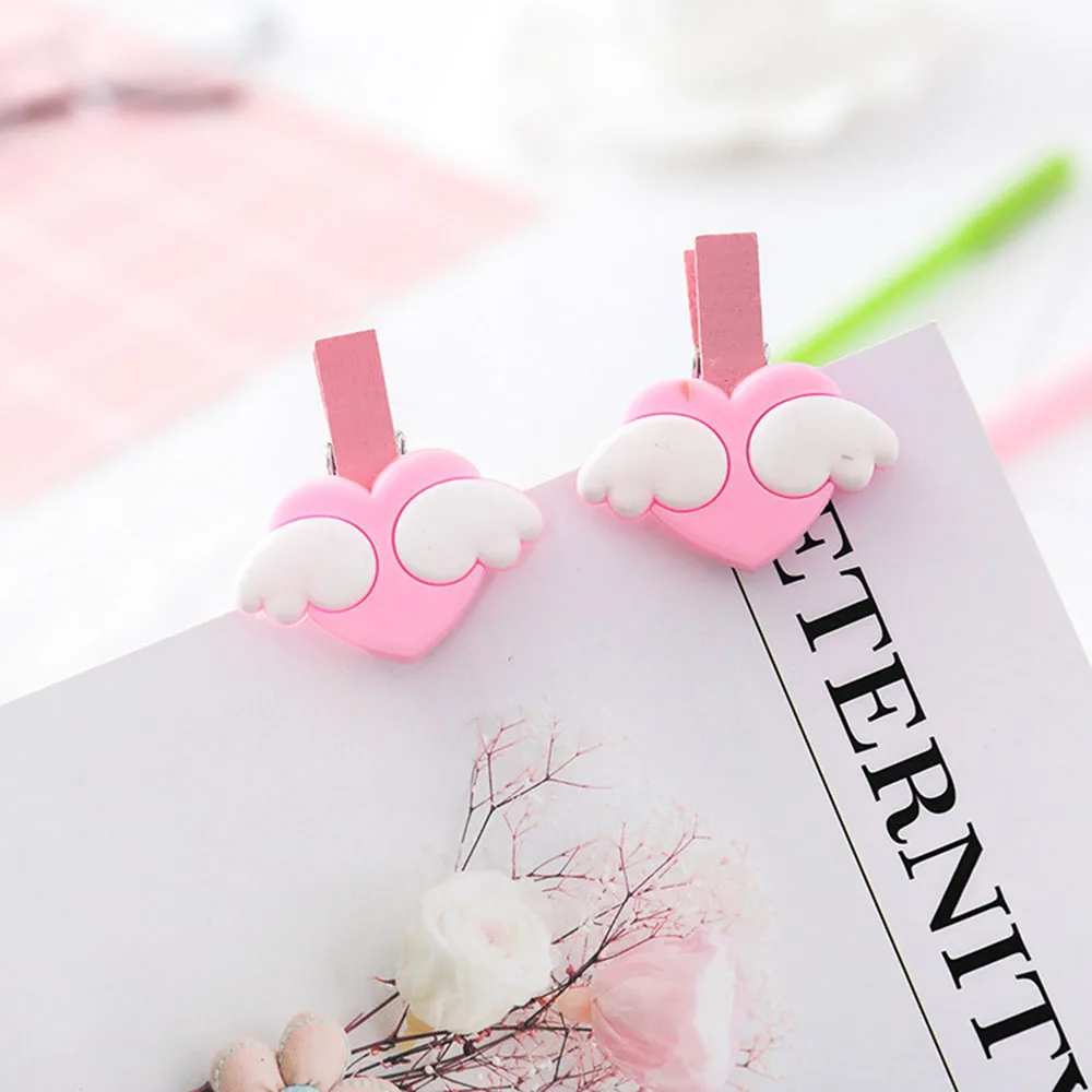 10 шт./упак. мини крылья сердце любовь деревянная одежда фото бумага Peg Pin прищепка ручной работы фиксаторы для открыток украшения дома свадьбы