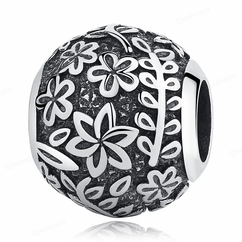 

925 Sterling Silver Flower European Charms Bead Fit Pandora Original Bracelets DIY Pendant Charm Beads Girl Women Jewelry Making