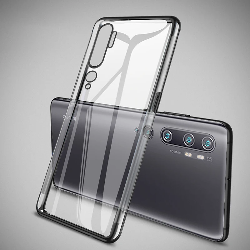 Чехол для телефона для Xiaomi Mi Note 10 чехол бампер силиконовый задний Прозрачный чехол для Xiaomi Mi CC9 Pro Note 10 Pro Чехол для глобальной версии - Цвет: Черный