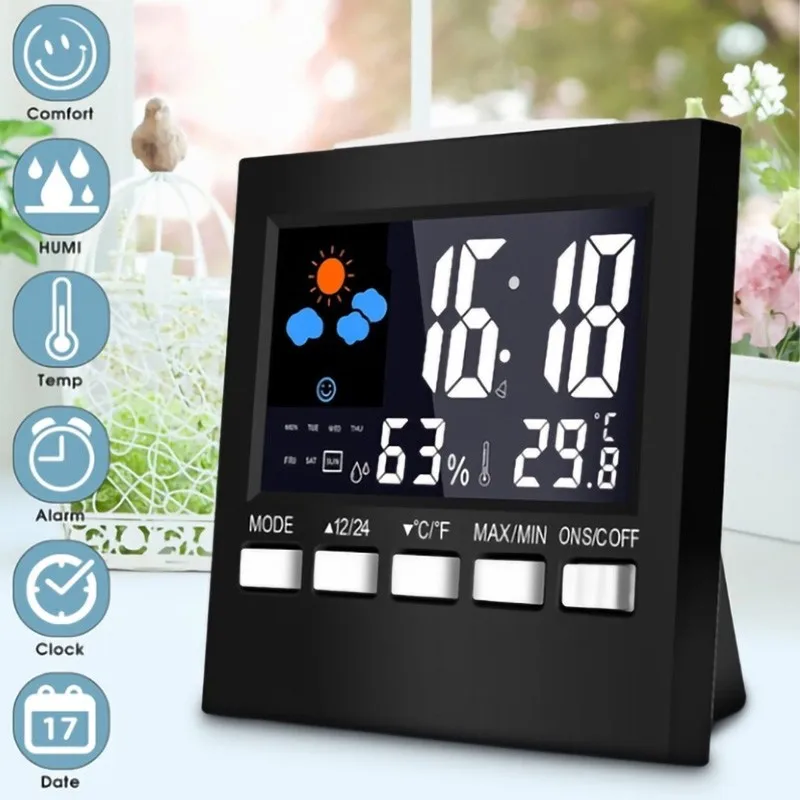 

Voice Control Alarm Clock LCD Screen Thermometer Wireless Clock Humidity Monitor Electronic Digital Display Alarm Clock Calendar