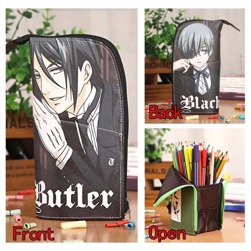 Anime Black Butler Sebastian&ampCiel Waterproof PU Stationery Pouch/Brush Pot/Pen Holder/Pencil Case Bag/Office School Supplies | Багаж и