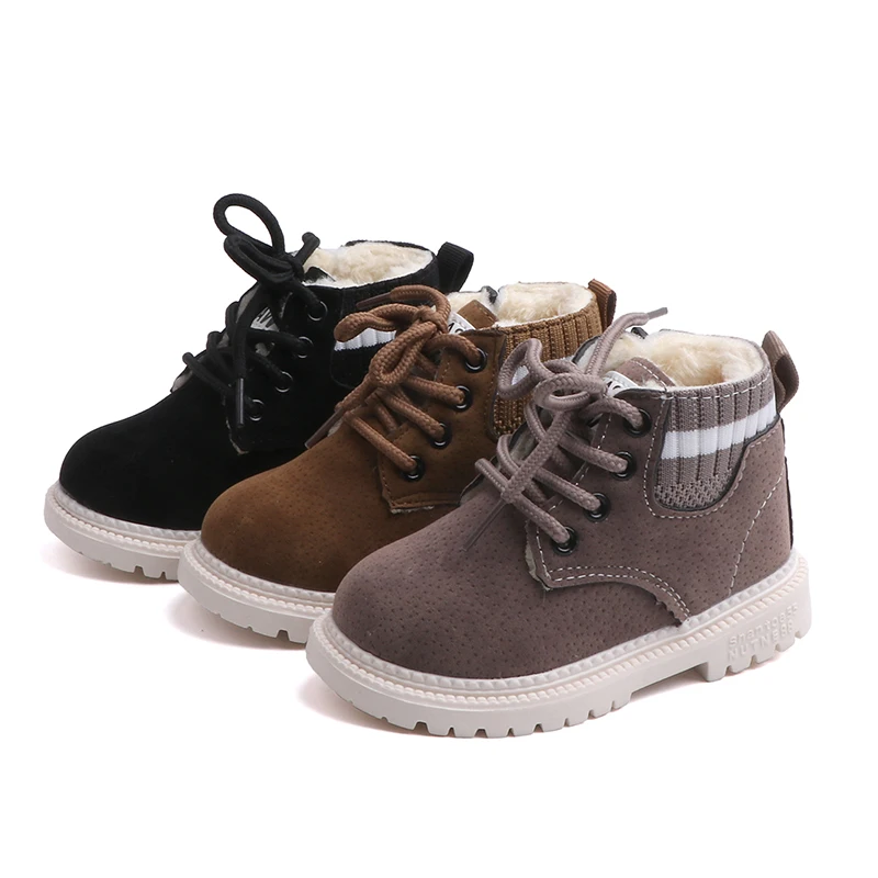 Children Fashion Boots Winter Wool Teen Girls Chelsea Boot With Zip Big Boys Snow Boots Leather Sneakers Baby Kids size 21-30