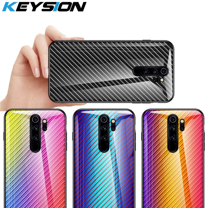 KEYSION чехол из углеродного волокна закаленного стекла для Xiaomi Redmi Note 8 Pro