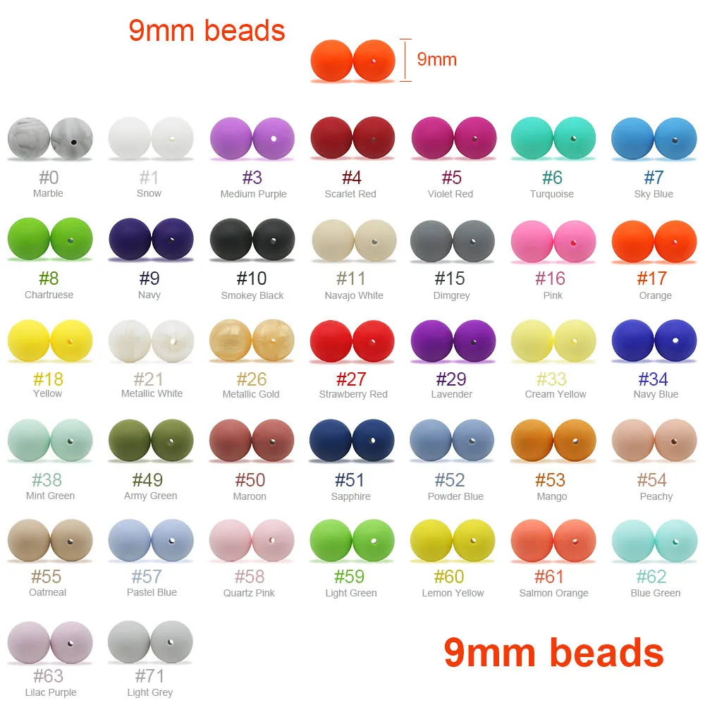 Silicone Beads 9mm Round Pearl 20pcs Food Grade BPA Free DIY Pacifier Clip Chain Jewelry Baby Teething Rodent Beads silicone beads silicone teething beads