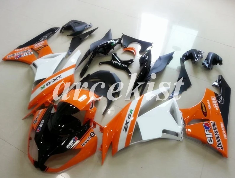 

Injection Mold New ABS Full Fairings kit Fit for Kawasaki Ninja ZX6R 2009 2010 2011 2012 ZX-6R 09 10 11 12 Body set Orange white