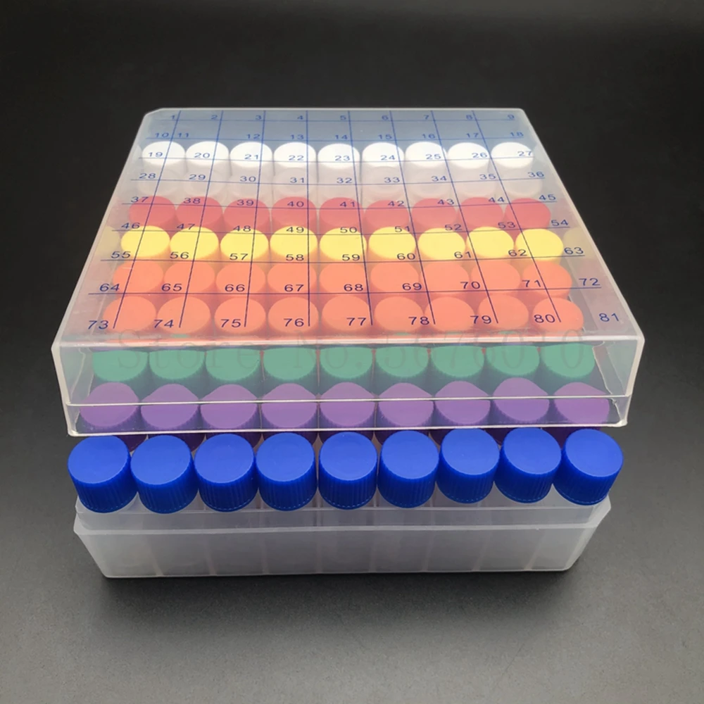 1set include one piece 81- lattice digital code Storage Box for Store Cryovial+81pieces 1.8ml plastic Refrigerating tube