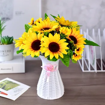 

7Pcs/lot 30CM Artificial Sunflowers Bouquet For Home Wedding Garden Decor Living Room Party Table Window Decor Gifts for girls