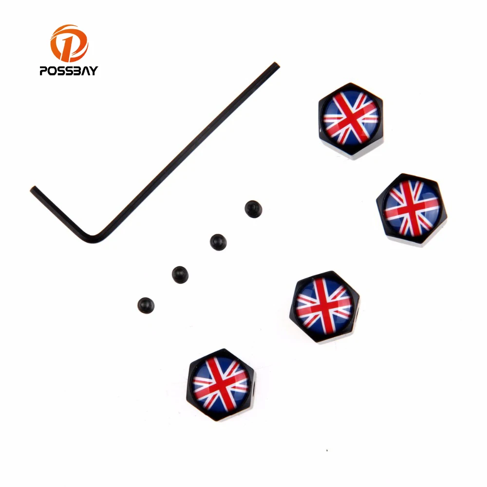 POSSBAY Anti Theft Lock Car Wheel Tyre Tire Valve Stem Air Caps Russian/US/England/German/Italy/France/Turkey Flap Dust Covers | Автомобили