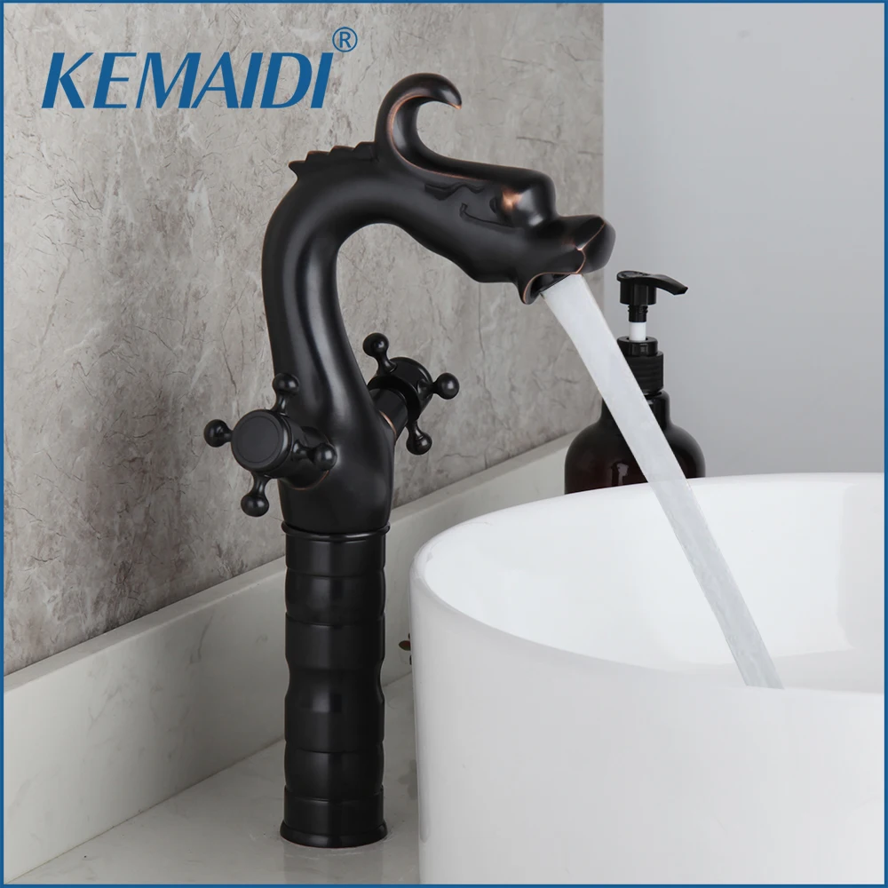 Kemaidi Rubinetti Per Lavabo Da Bagno Mixer Design Unico Ruotato Nero Dual Handles Lavabo Facuet Miscelatori Per Acqua Calda E Fredda