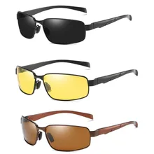 Мужские очки для вождения с антибликовым покрытием, желтые солнцезащитные очки, металлические очки с защитой ночного видения, поляризованные очки