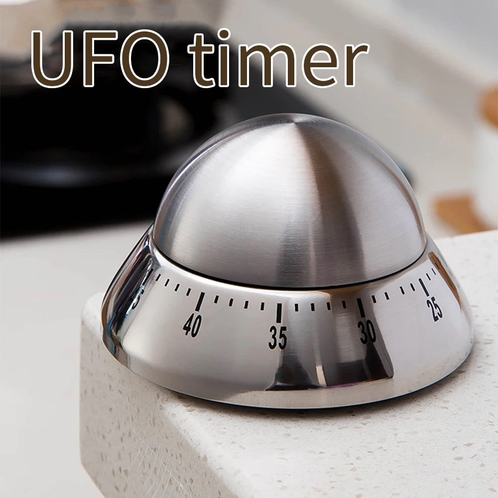 Kitchen timer stainless steel cooking eggs 60 minutes mechanical alarm clock baking cooking tools countdown time management-5
