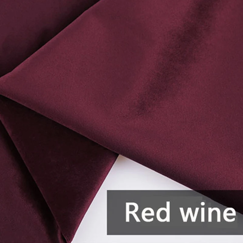 Red wine 100*150cm Velvet Fabric Thickening Matte Plush high quality Velvet curtains Pillow Sofa Dress DIY fabric Hand sewing 16 colors - Color: Red wine