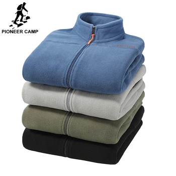 

Pioneer Camp warm fleece mens hoodies spring winter zipper sweatshirts male quality men clothing brand dark blue