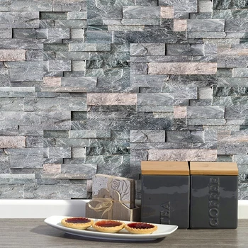 

9pcs Home Decor 3D PVC wall Stickers Paper Brick Stone Wallpaper Rustic Effect Self-adhesive Home Decor Sticker Room Kitchen