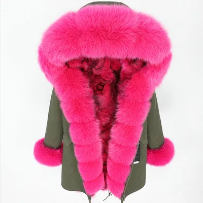 Зимняя модная женская верхняя одежда, большой меховой воротник с лисьим мехом, теплая парка из натурального меха, Толстая теплая куртка - Color: 23