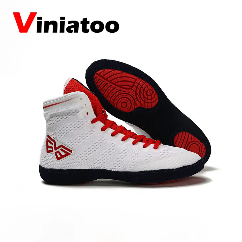 White Wrestling Shoes Men Breathable Anti Slip Fighting Training