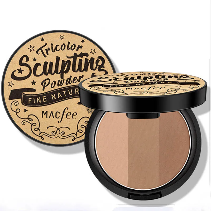

3 Color Bronzer Highlighter iluminador Thin Brighten V Face Lateral Nasal Shadow Powder Grooming Plate Combination Makeup beauty