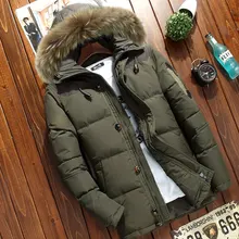 

FOR Winter Men's thick hooded down jacket Casual mens Solid color White duck down coat with fur collar male warm zipper outwear